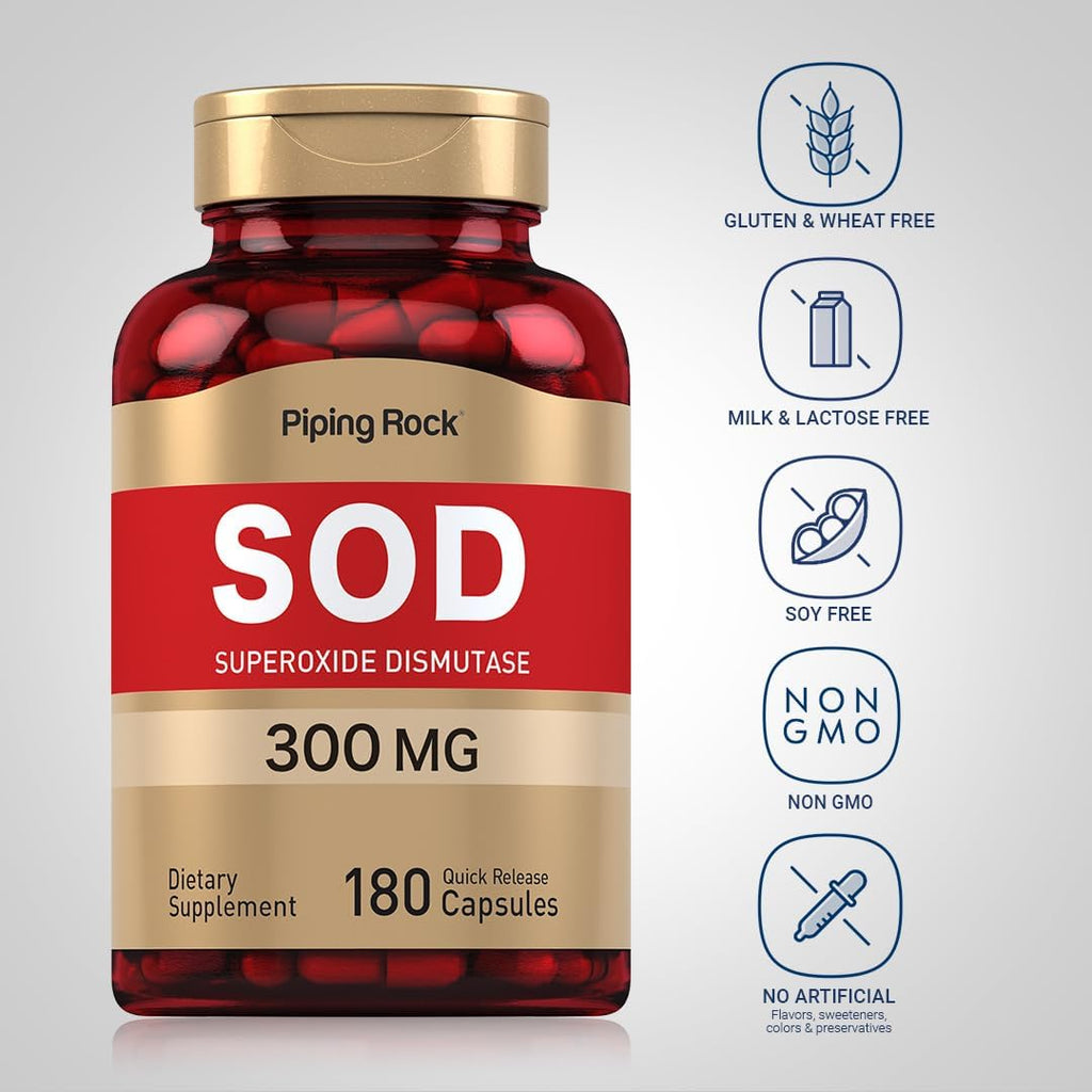 Piping Rock Superóxido Dismutasa (SOD) 300 mg, 180 Cápsulas
