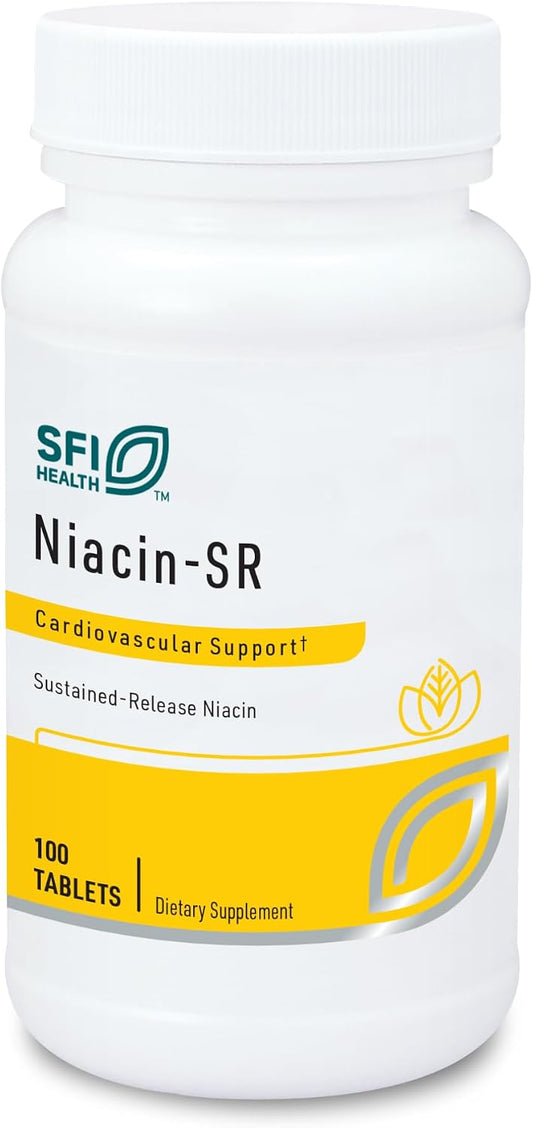 Klaire Labs Niacin-SR - 500 mg - 100 comprimidos de liberación prolongada - Vitamina B3 hipoalergénica