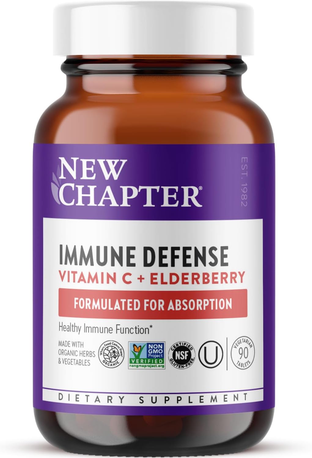 New Chapter Vitamina C Immune Defense + Saúco - 90 Comprimidos