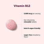 Micro Ingredients Vitamina B12 5000 mcg Metilcobalamina – 240 Comprimidos Masticables Sabor Fresa