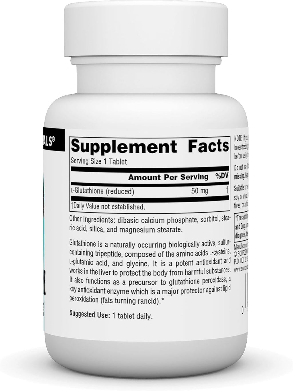 Source Naturals Glutatión Reducido, 50 mg, 60 comprimidos - Apoyo Hepático