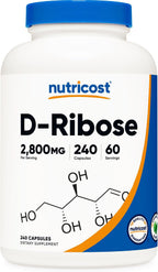 Nutricost D-Ribosa 700mg (2800mg por ración), 240 Cápsulas - Vegetariano, No Transgénico, Sin Gluten