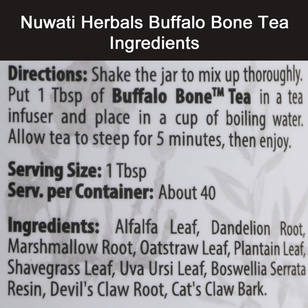 Nuwati Herbals - Té de Hierbas Buffalo Bone - Apoya la Estructura del Cuerpo - para Huesos, Cabello y Piel, Té a Granel, 113 g