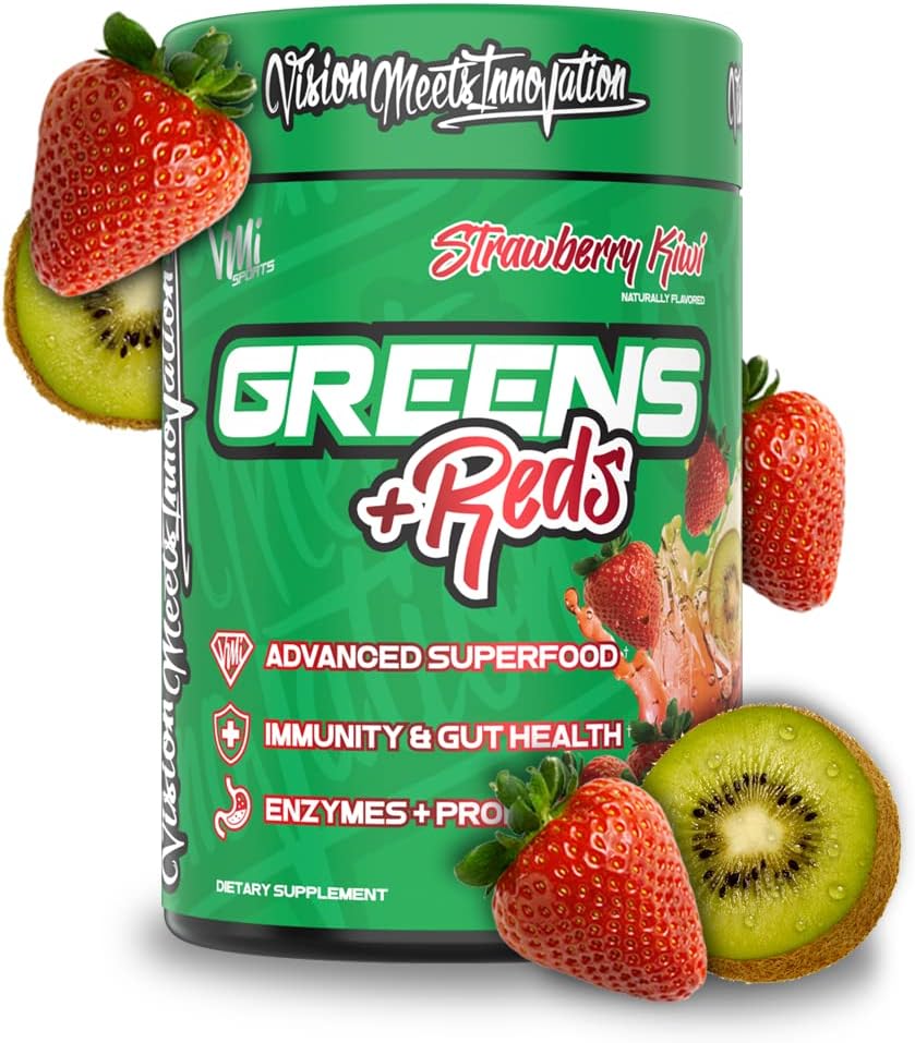 VMI Sports Greens + Reds Advanced Superfood con Probióticos y Enzimas - Sabor Chocolate (30 dosis)
