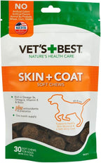 Vet's Best - Suplementos para la Piel y el Pelaje de Perros con Vitamina E y Biotina, 30 Masticables Blandos
