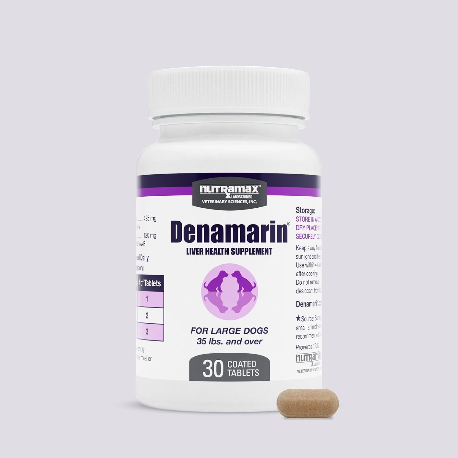 Nutramax Denamarin para Perros Medianos – Suplemento Hepático con SAMe y Silibina, 30 Comprimidos