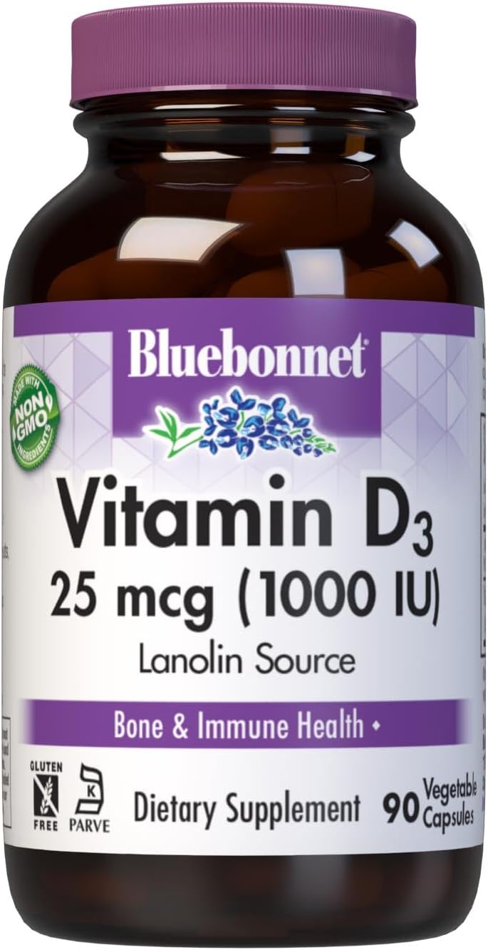Bluebonnet Nutrition Vitamina D3 1000 UI - 90 Cápsulas Vegetales