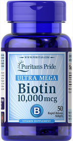 Puritan's Pride Biotina 10.000 µg – 100 Cápsulas Blandas (2 Envases de 50)