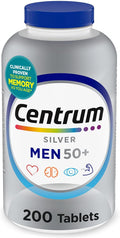 Centrum Silver Multivitamínico para Hombres Mayores de 50 Años con Vitamina D3, Vitaminas B y Zinc - 200 Comprimidos