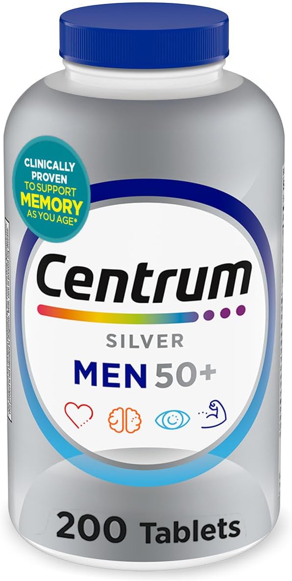 Centrum Silver Multivitamínico para Hombres Mayores de 50 Años con Vitamina D3, Vitaminas B y Zinc - 200 Comprimidos