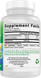 Best Naturals Berberine Plus 1000mg por porción, 60 cápsulas - Contiene Berberina HCL 1000mg, Vitamina C 120mg y Gluconato de Zinc 30mg