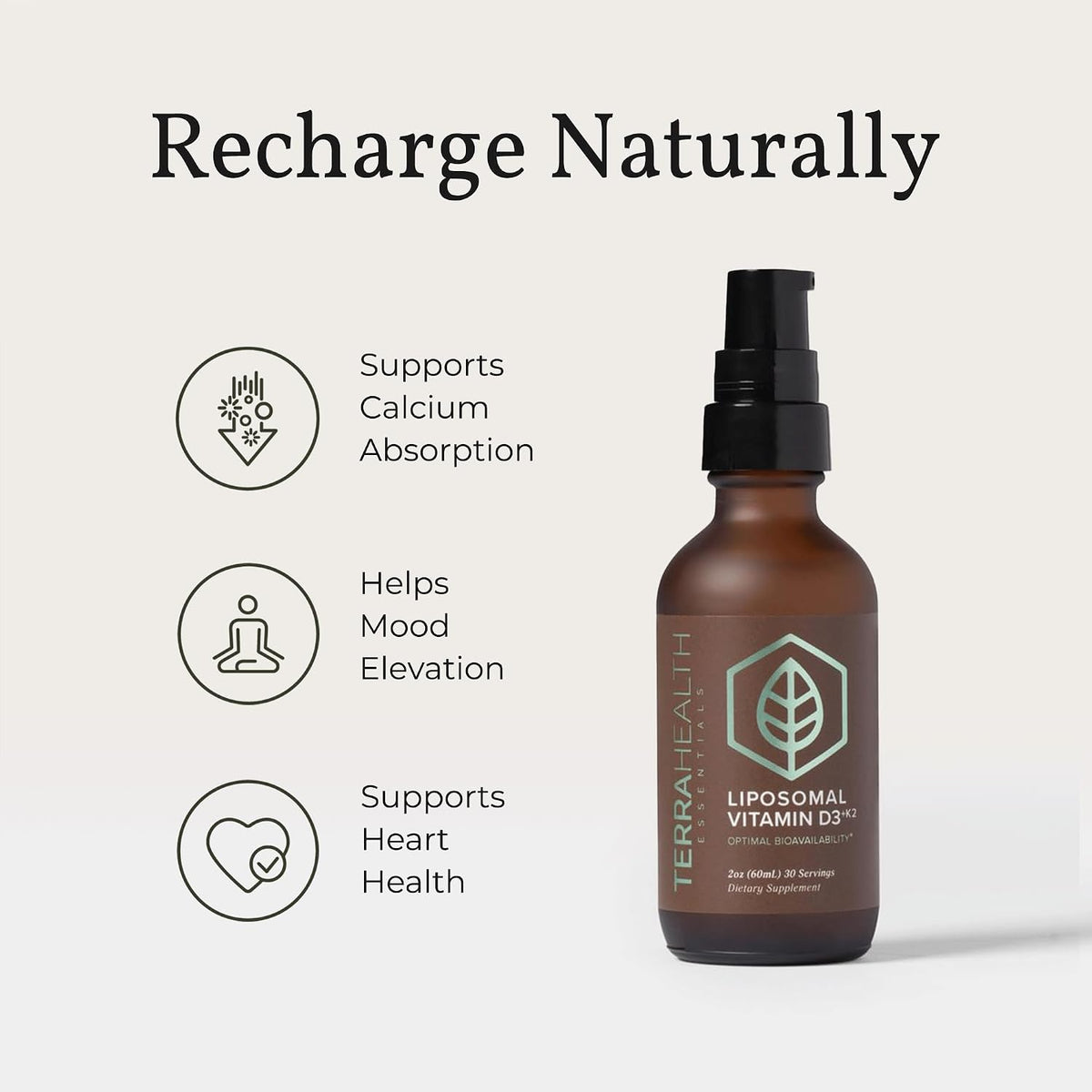 Terra Health Essentials Vitamina D3 + K2 – La vitamina K contribuye al mantenimiento de los huesos en condiciones – Image 4