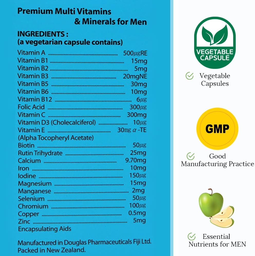 Hi Well Premium Multivitaminas y Minerales para Hombres, 60 Cápsulas Vegetales