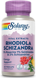 SOLARAY Rhodiola Schizandra - Extracto de Rhodiola Rosea - Apoyo energético y estrés ocasional - Vegano, 60 cápsulas