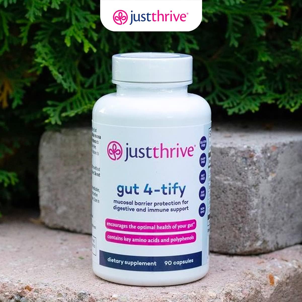 Just Thrive Gut 4-tify - Suplemento para la Salud Intestinal - 90 Cápsulas Vegetales