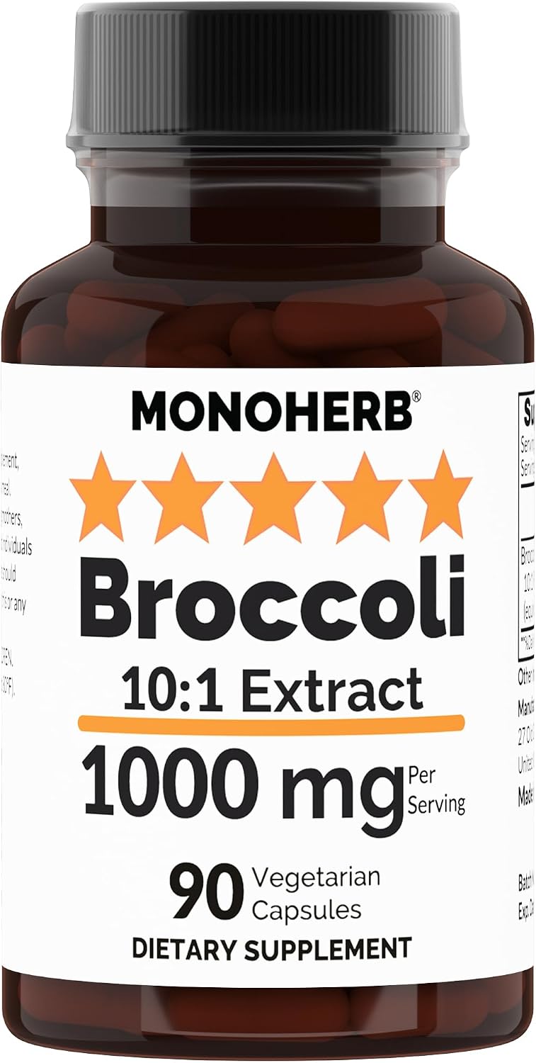 Extracto de Brócoli 10:1 - 1000 mg por ración - Tamaño de ración: 2 Cápsulas - 45 Raciones por bote - Fuente de Sulforafano