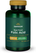 Swanson Real Food Ácido Fólico 1000 mcg - 100 Cápsulas Veganas