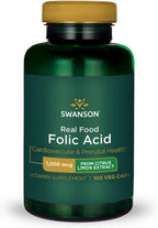 Swanson Real Food Ácido Fólico 1000 mcg - 100 Cápsulas Veganas