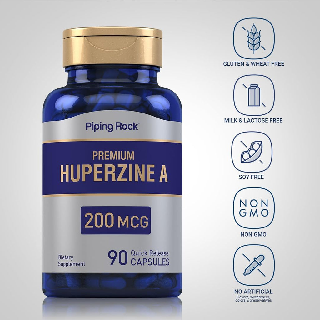 Piping Rock Huperzina A 200mcg, 90 Cápsulas, Sin OGM, Sin Gluten