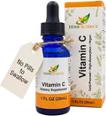Herb-Science Vitamina C Líquida – Ácido Ascórbico Prensado en Frío, Gotas Sublinguales, Vegano, Sin Alcohol