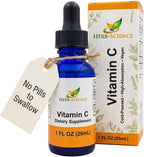 Herb-Science Vitamina C Líquida – Ácido Ascórbico Prensado en Frío, Gotas Sublinguales, Vegano, Sin Alcohol