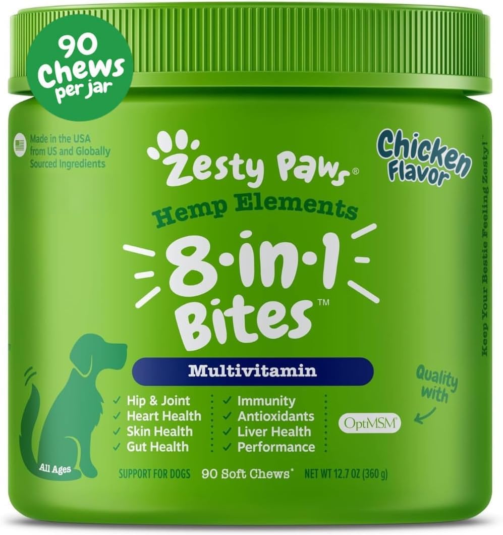 Zesty Paws Multivitamínico para Perros – 90 Comprimidos Masticables Sabor Pollo