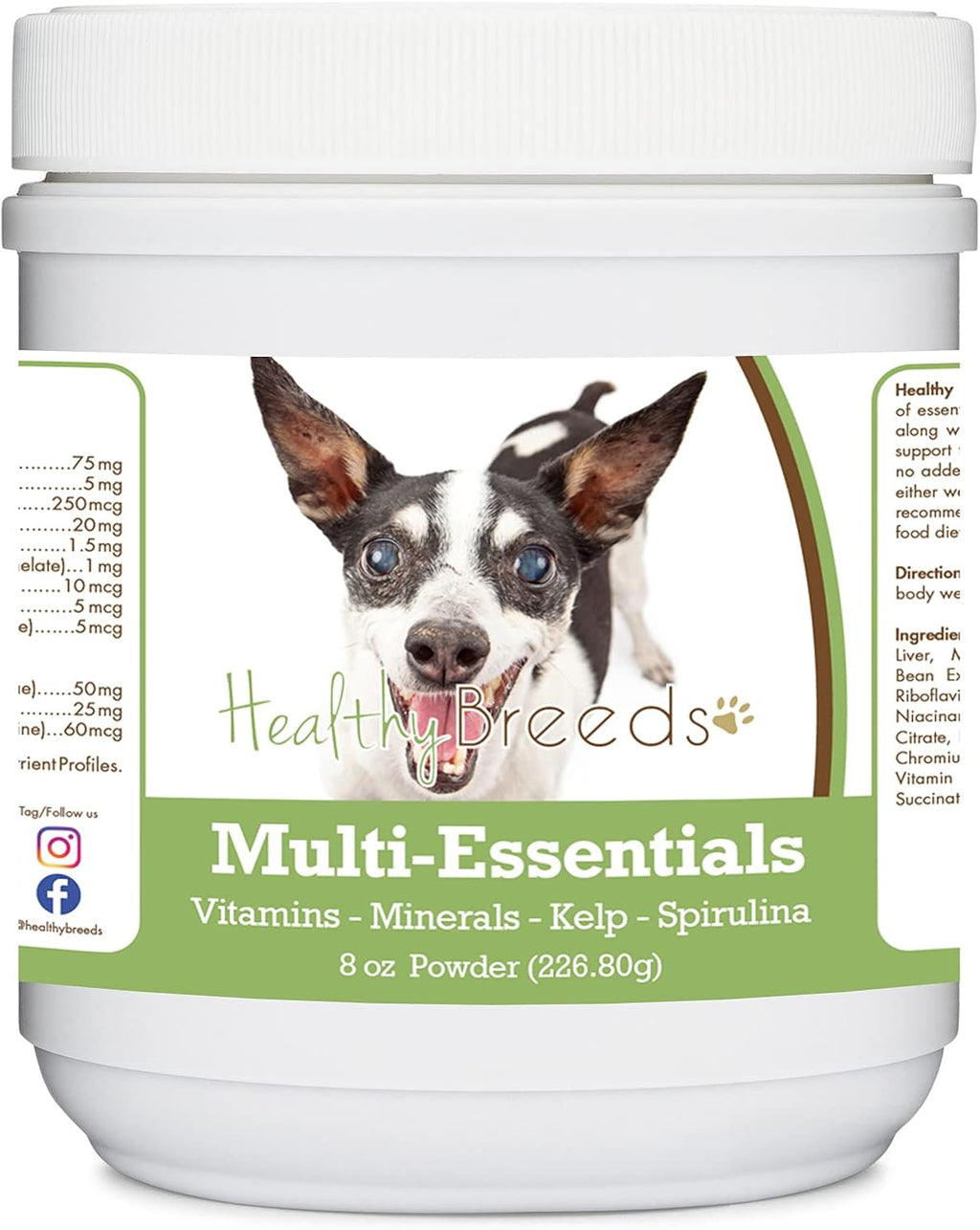 Healthy Breeds Rat Terrier Multi-Essentials Polvo para Perros - Suplemento de Vitaminas, Minerales y Antioxidantes - 227 g