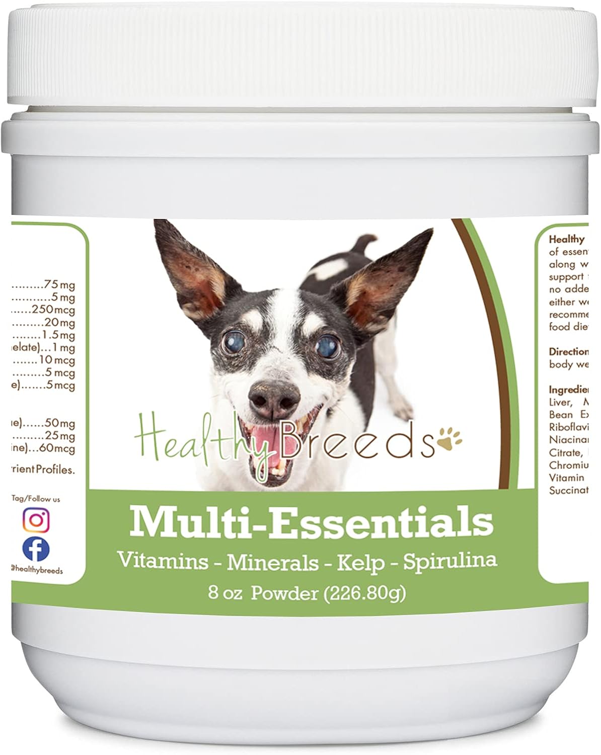 Healthy Breeds Rat Terrier Multi-Essentials Polvo para Perros - Suplemento de Vitaminas, Minerales y Antioxidantes - 227 g