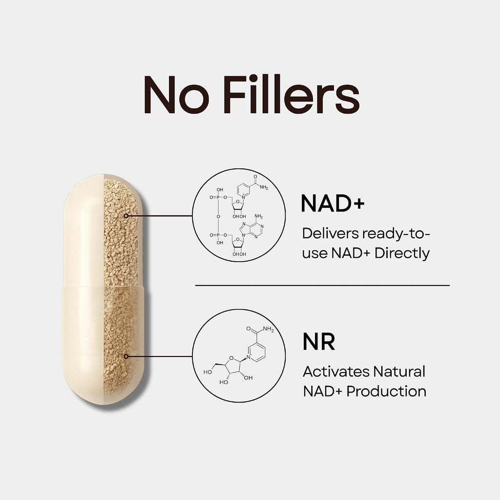 GentRx Suplemento NAD+ y NR - Nicotinamida Ribósido para Energía Celular y Apoyo Antienvejecimiento, 30 Cápsulas