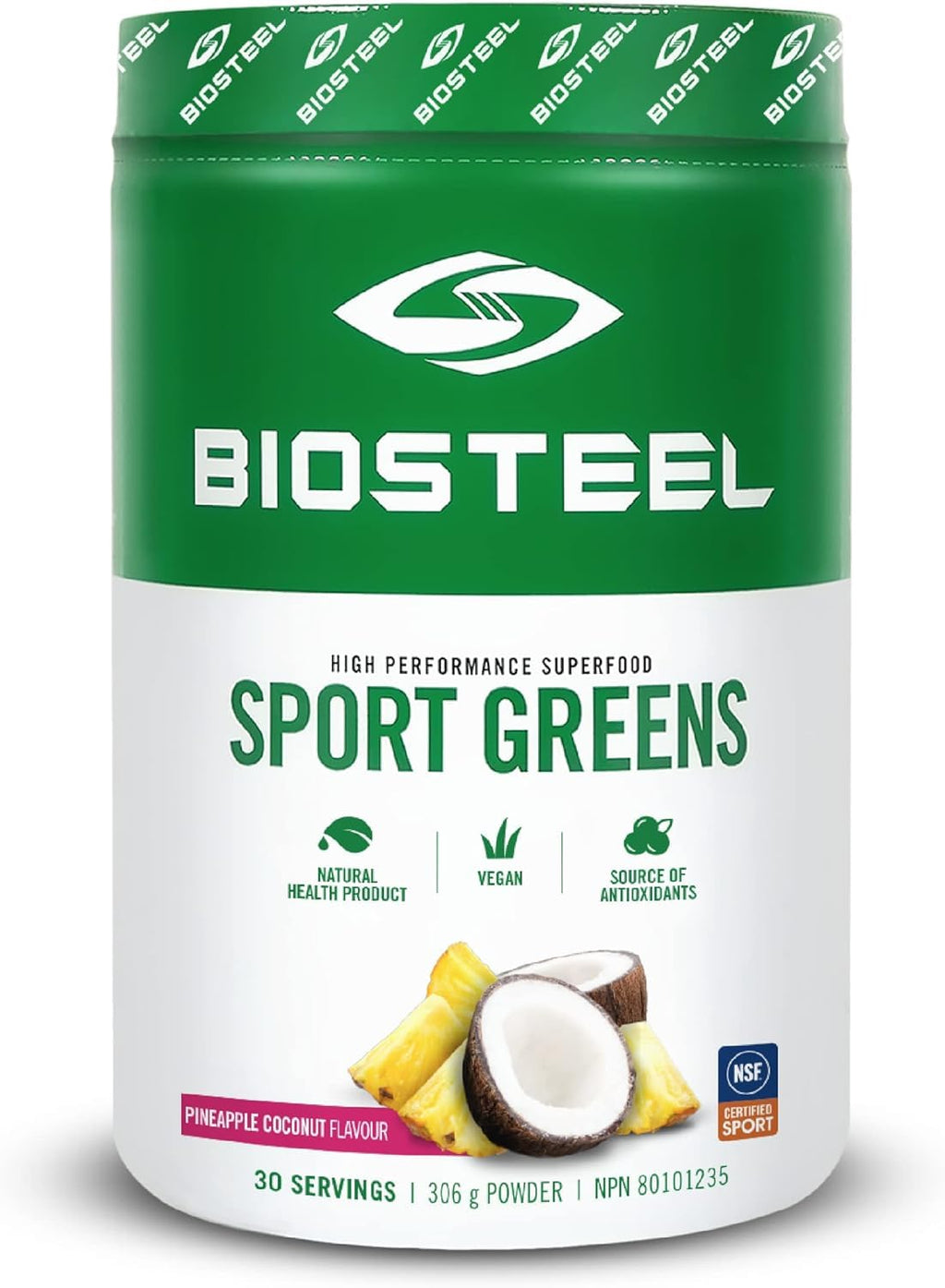 BIOSTEEL Sport Greens Powder - Superalimento en Polvo - Piña Coco - 30 Servicios