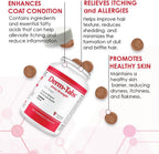 Derm-Tabs Extra Strength Suplemento para Piel y Pelaje para Perros - Omega 3 y 6, Vitaminas, Minerales y Antioxidantes - 60 Comprimidos Masticables