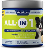 Vetericyn All-in 1 Suplemento Multifuncional para Perros | Enzimas Digestivas + Glucosamina y Condroitina para Huesos y Articulaciones + Vitaminas, Antioxidantes, Prebióticos, Probióticos y Omega. 90 Comprimidos