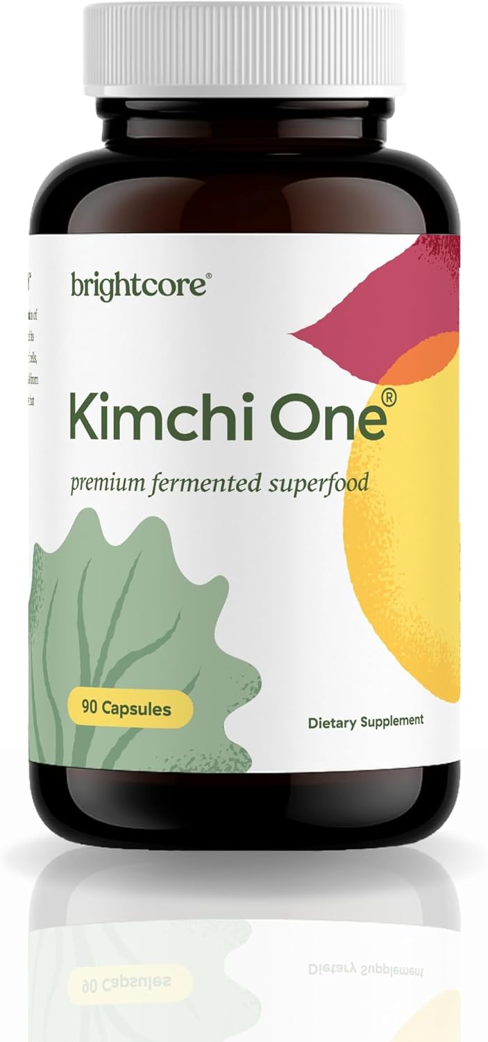 Brightcore Nutrition - Kimchi One, Cápsulas de Kimchi en Polvo, Probióticos, Enzimas y Antioxidantes, Suplemento para la Salud Intestinal, Sin Gluten, 90 Cápsulas Veganas