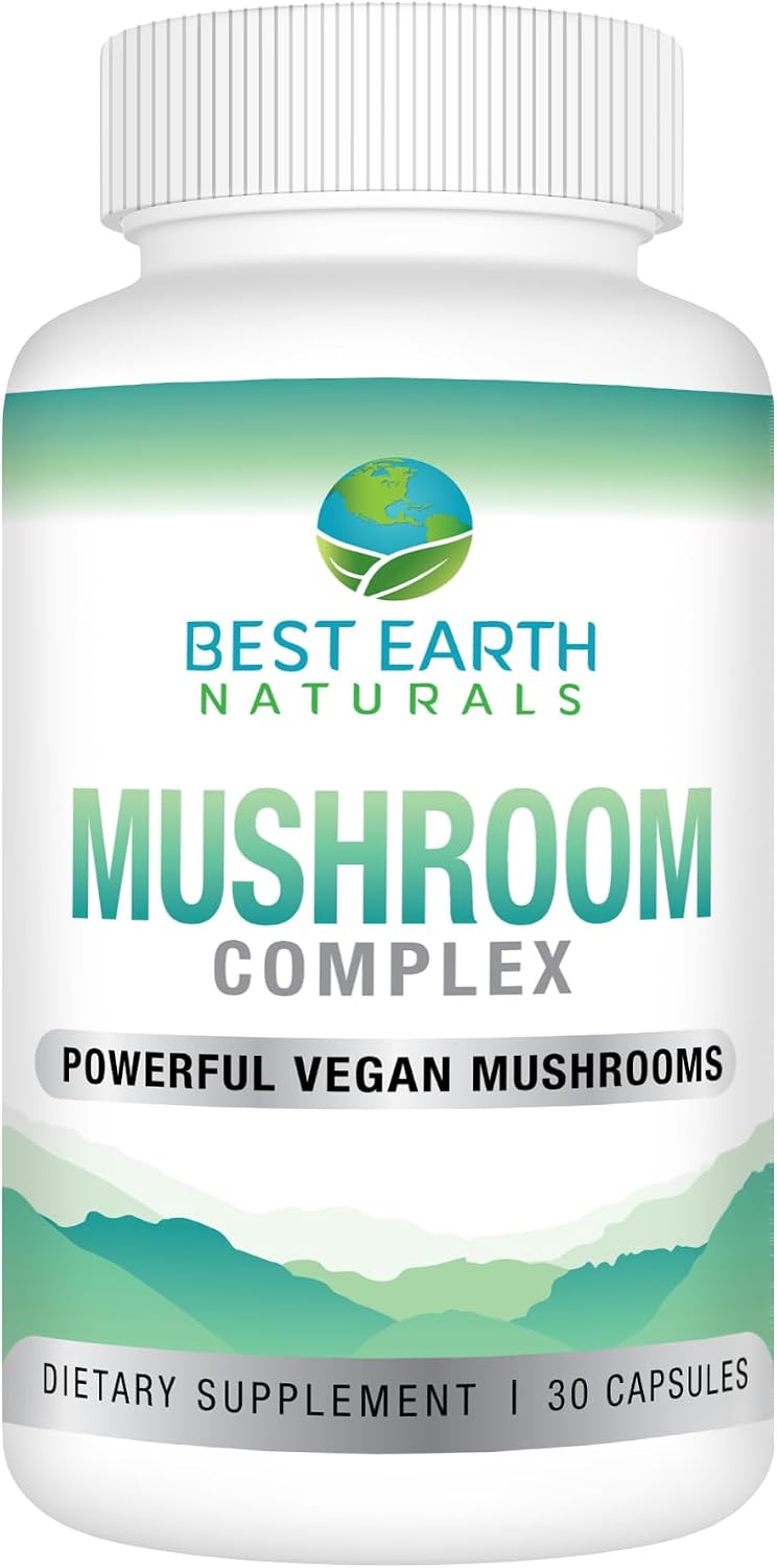 Best Earth Naturals Complemento Inmunitario Multivitamínico para Adultos con Vitamina C 30 mg, Vitamina E 30 UI, Cúrcuma, Hongos, Ajo y Más - 60 Cápsulas