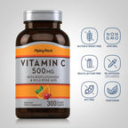 Piping Rock Vitamina C 500 mg con Escaramujo y Bioflavonoides | 300 Comprimidos