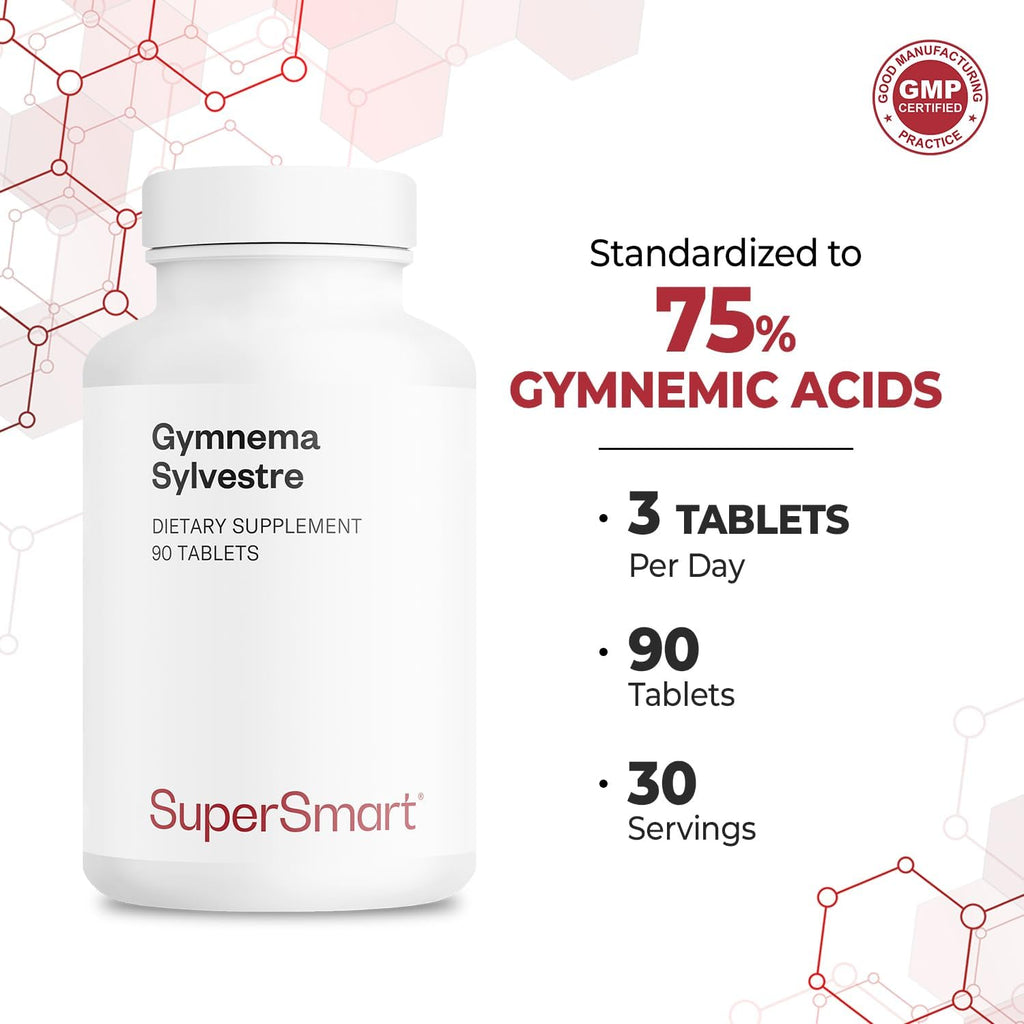 Supersmart - Gymnema Sylvestre 1500 mg al día - 75% Ácidos Gimnémnicos | Complemento Alimenticio - 90 Comprimidos