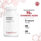 Supersmart - Gymnema Sylvestre 1500 mg al día - 75% Ácidos Gimnémnicos | Complemento Alimenticio - 90 Comprimidos