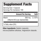 PureFormulas Niacinamida 500 mg - 100 Cápsulas, Alta Potencia, Vitamina B3 sin Rubefacción