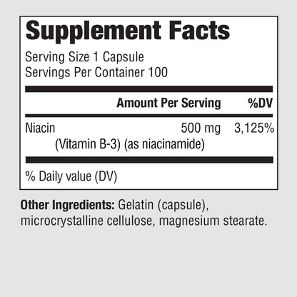 PureFormulas Niacinamida 500 mg - 100 – Funcionamiento del sistema nervioso: La vitamina B3 es necesaria para el – Image 2