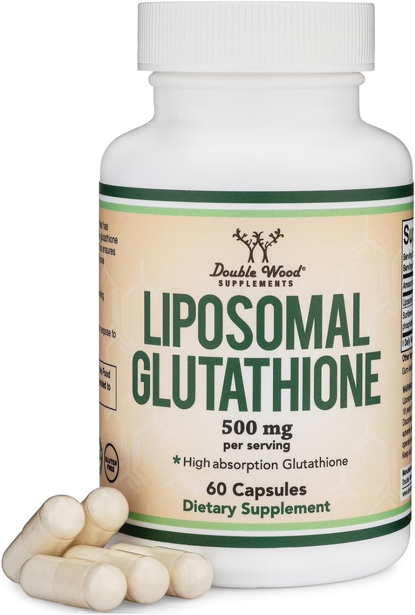 Suplemento de Glutatión Liposomal 500 mg por ración, 60 cápsulas - Vegano, No-GMO - Double Wood