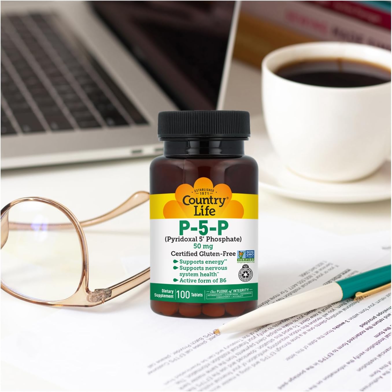 Country Life P-5-P Vitamina B6 – Piridoxal-5-Fosfato Bioactivo – 100 Cápsulas