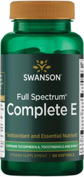Swanson Full Spectrum Vitamina E con Tocotrienoles - Favorece la Salud Cardíaca y el Apoyo a la Salud Celular - Suplemento Natural para el Bienestar General - (60 Cápsulas Blandas)