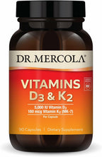 Dr. Mercola Vitamina D3 y K2 - 5000 UI D3 y 180 mcg K2 - 30 Cápsulas