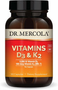 Dr. Mercola Vitamina D3 y K2 - 5.000 UI D3 + 180 mcg K2 MK-7 - 90 Cápsulas