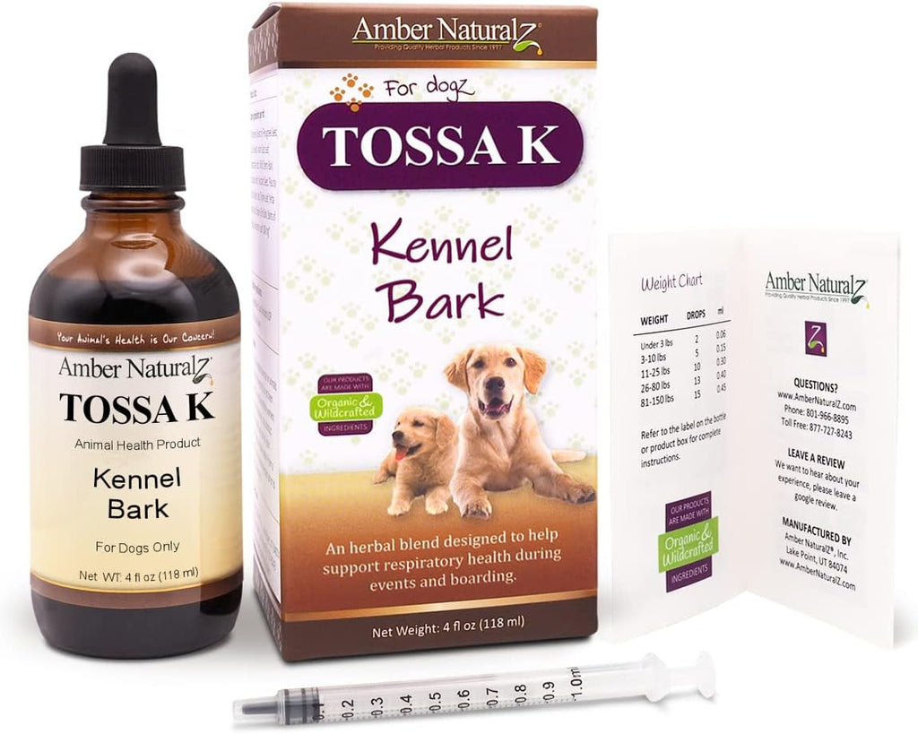 Amber NaturalZ Tossa K Kennel Bark - Suplementos Herbales para Perros y Cachorros