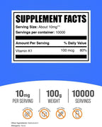 Vitamina K1 en Polvo, 100 g (3.5 oz)