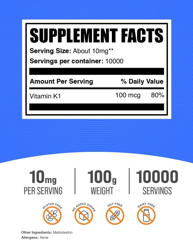 Vitamina K1 en Polvo, 100 g (3.5 oz)