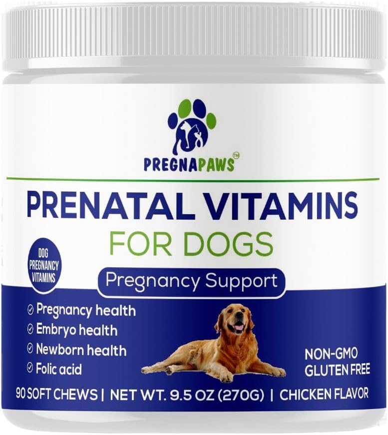 PREGNAPAWS Vitaminas Prenatales para Perros - 90 Masticables Blandos