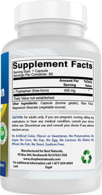 Best Naturals L-Tryptophan 500 mg, 60 Capsules