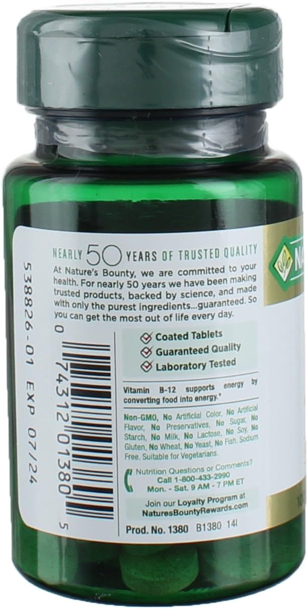 Nature's Bounty Vitamina B-12 1000 mcg, 100 Comprimidos (Pack de 9)
